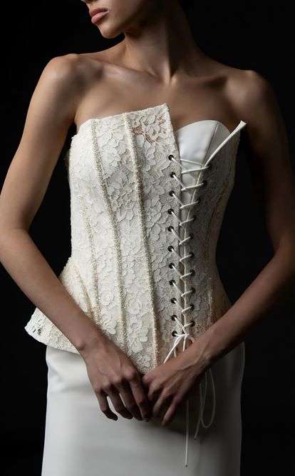 Kemik Bağcıklı Korse Detaylı Abiye Elbise